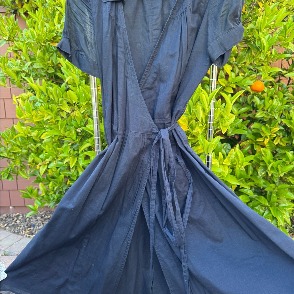 Banana Republic Blue Ruched Tie Front Maxi Dress